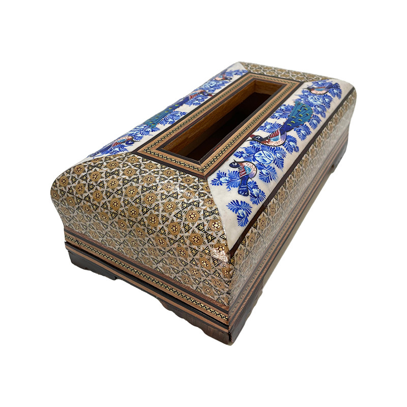 جعبه دستمال کاغذی خاتم کاری مدل سنتی