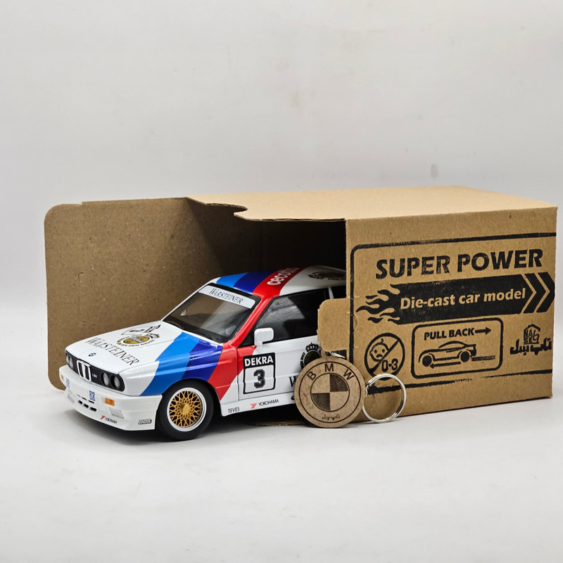 ماکت ماشین ناب سل مدل بی ام و رالی فلزی BMW E30 M3 به همراه جاسوییچی