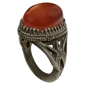 انگشتر نقره مردانه مدل عقیق یمنی کد AYAA2016