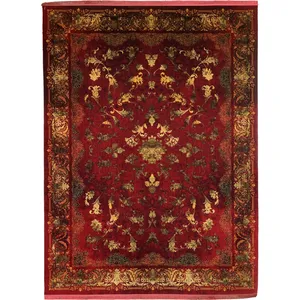 فرش ماشینی 700 شانه لک لک  زمینه لاکی حاشیه لاکی مدل 2411