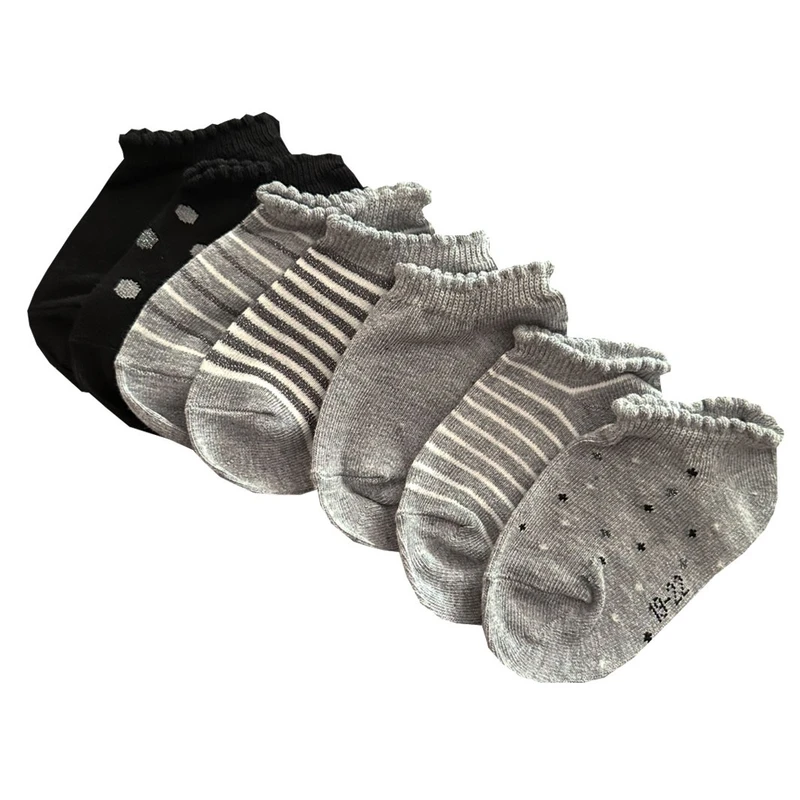 جوراب ساق کوتاه دخترانه لوپیلو مدل راه راه مجموعه 7 عددی