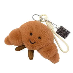 Leather bag and keychain set, croissant design, large size