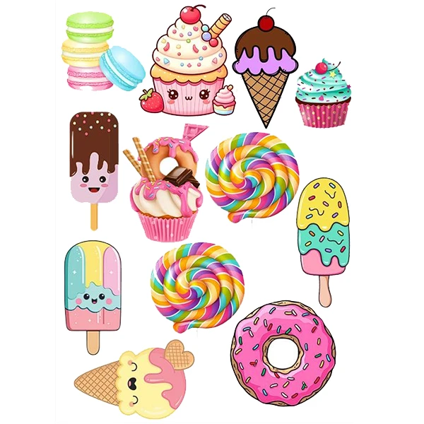 استیکر پارچه و لباس پاد آفرین طرح خوراکی های کارتونی کد 2276