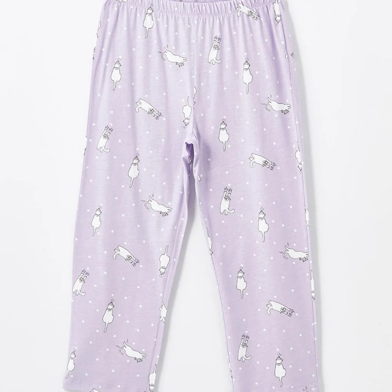 ست تی شرت و شلوار زنانه ال سی وایکیکی مدل سوپر پنبه catty