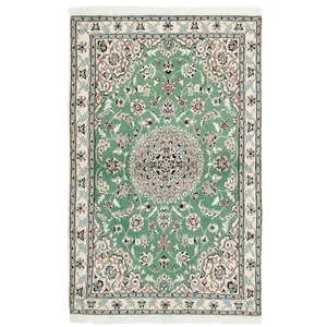 فرش دستبافت یک و نیم متری مدل گل ابریشم نائین کد n543120n