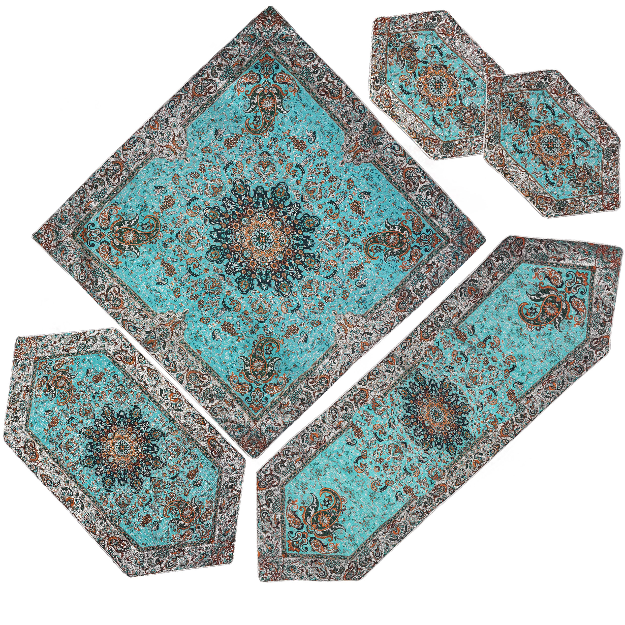 ست 5 تکه رومیزی ترمه مدل قاجار کد SK5-5
