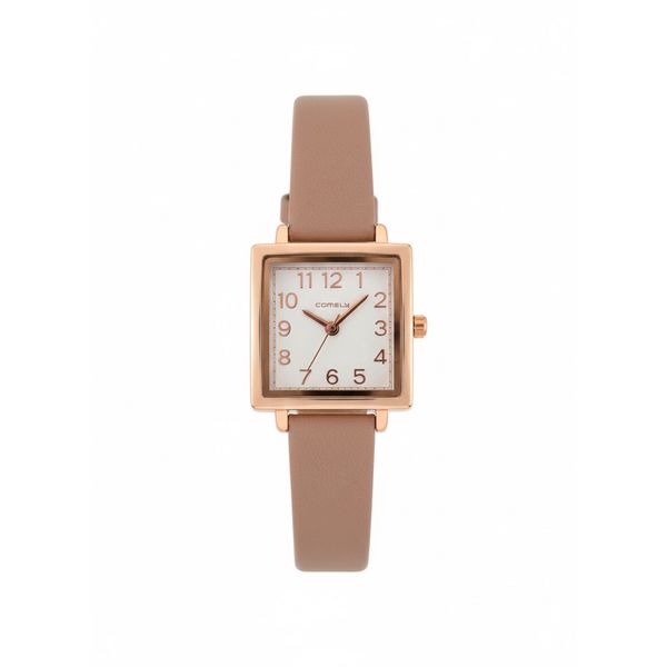 ساعت مچی عقربهای کوارتز زنانه کملی مدل مربع بند چرمی 111D