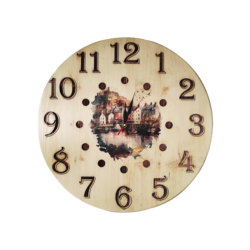 ساعت دیواری عقربه‌ای با نشانگر عددی مدل کلبه برکه ای 