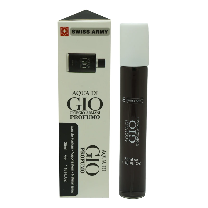 عطر جیبی مردانه سوئیس آرمی مدل آکوا دی جیو با رایحه خنک و تند حجم 35 میلی لیتر