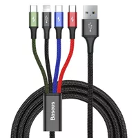 کابل تبدیل USB به لایتنینگ/ microUSB/ USB-C باسئوس مدل CA1T4-C01 طول 1.2 متر