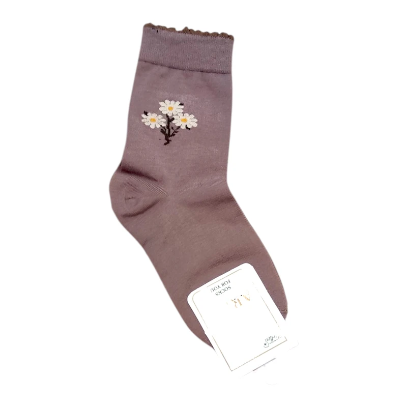 جوراب ساق بلند زنانه مدل گل شکلاتی