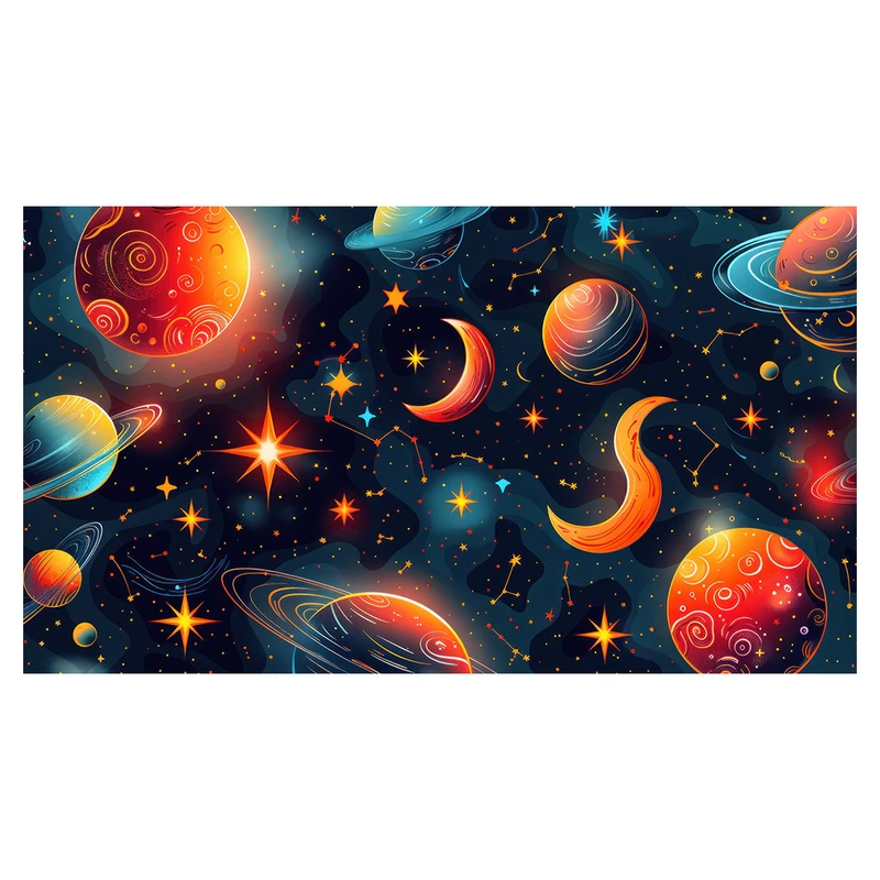 فرش پارچه‌ای مدل فرشینه طرح کهکشان و سیارات کد AR3059516