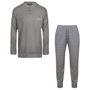 ست تی شرت آستین بلند و شلوار مردانه لین مدل نخ پنبه کد 5197-499