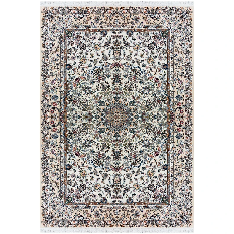 فرش دستبافت ۶ متری مدل نایین ۹لا کد 002 زمینه کرم