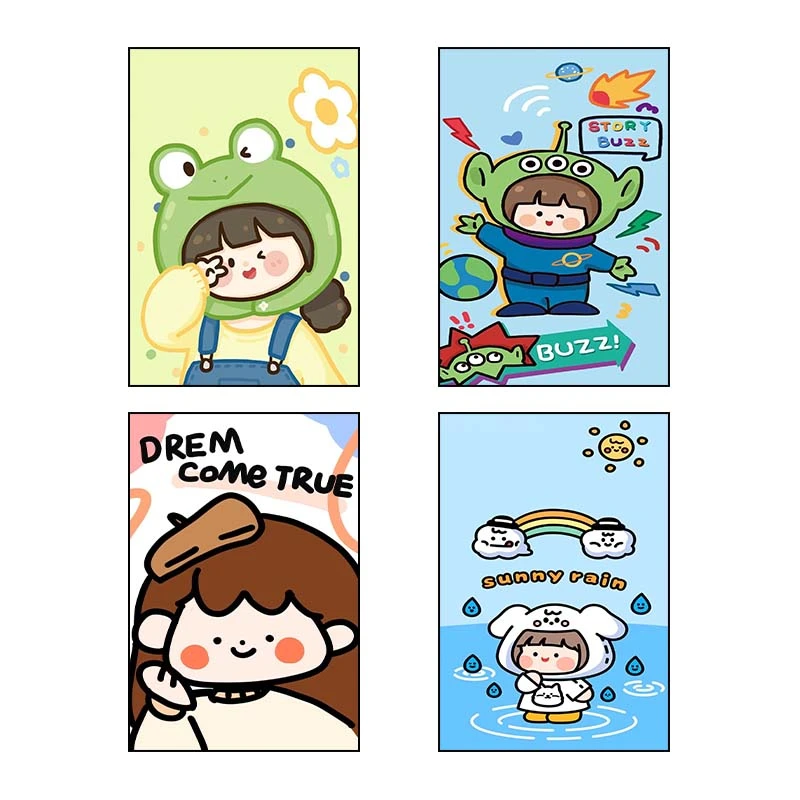 تابلو شاسي کارنيکا طرح دختر خندون Smiling Girl کد 17988 مجموعه 4 عددی