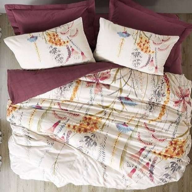 سرویس خواب کاتن باکس مدل Mode Line Flos Bordo دونفره 4 تکه
