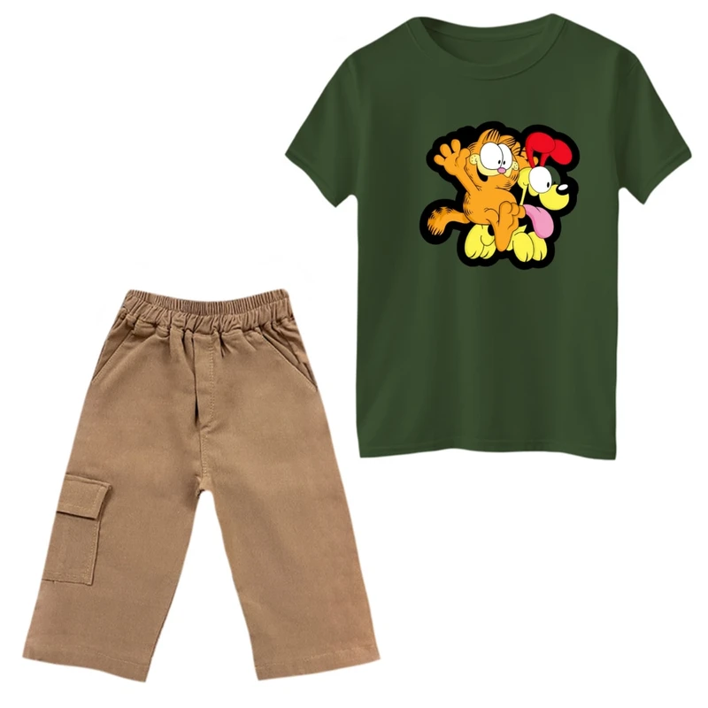 ست تی‌شرت و شلوارک پسرانه مدل گارفیلد کد 15