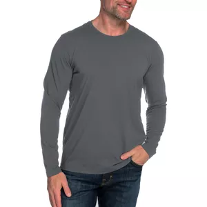 تی شرت آستین بلند مردانه مدل ساده یک رو پنبه رنگ طوسی