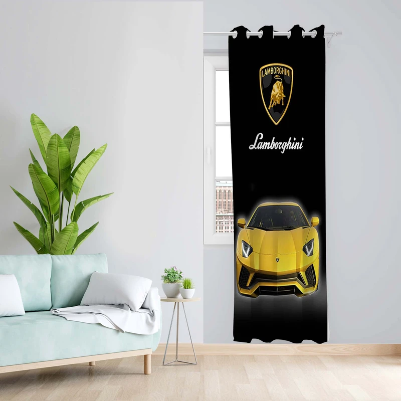 پرده طرح لامبورگینی مدل مخمل پانچی کد 5581 z سایز 140x200 سانتی متر