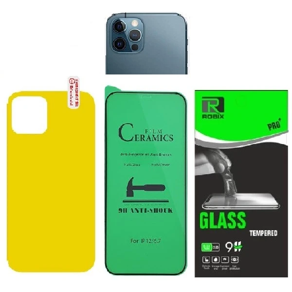 محافظ صفحه نمایش و پشت گوشی روبیکس مدلCR-ip12ProMax مناسب برای گوشی موبایل اپل iPhone 12 Pro Max به همراه محافظ لنز دوربین