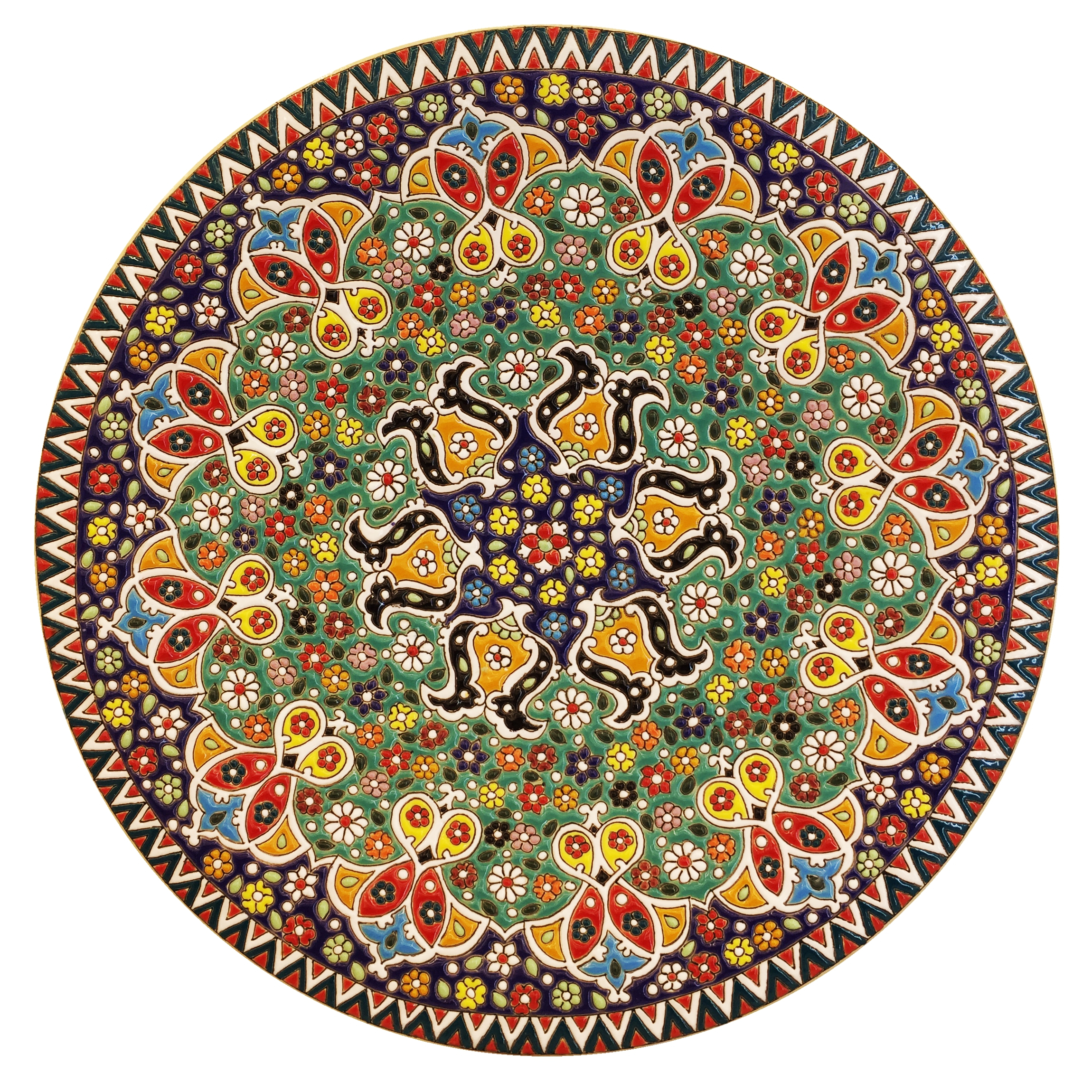 بشقاب میناکاری سفالی زمانیان کد ZMN30028