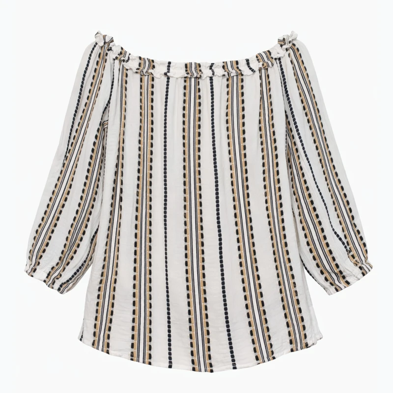 بلوز آستین بلند یقه قایقی زنانه مدل 3806