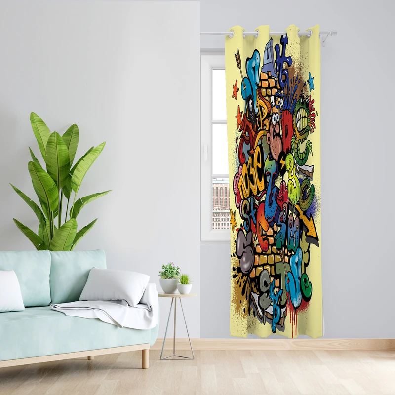 پرده طرح انیمیشن مدل مخمل پانچی کد 2167 z سایز 140x200 سانتی متر