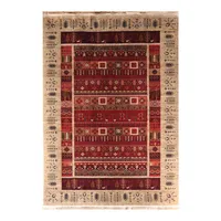 فرش ماشینی 700 شانه فرش هیوا زمینه بژ حاشیه بژ مدل درختی