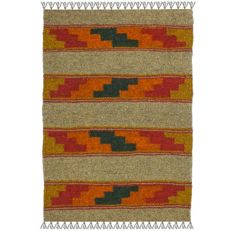 گلیم دستبافت یک متر مدل پادری شیراز کد J1695 زمینه الوان