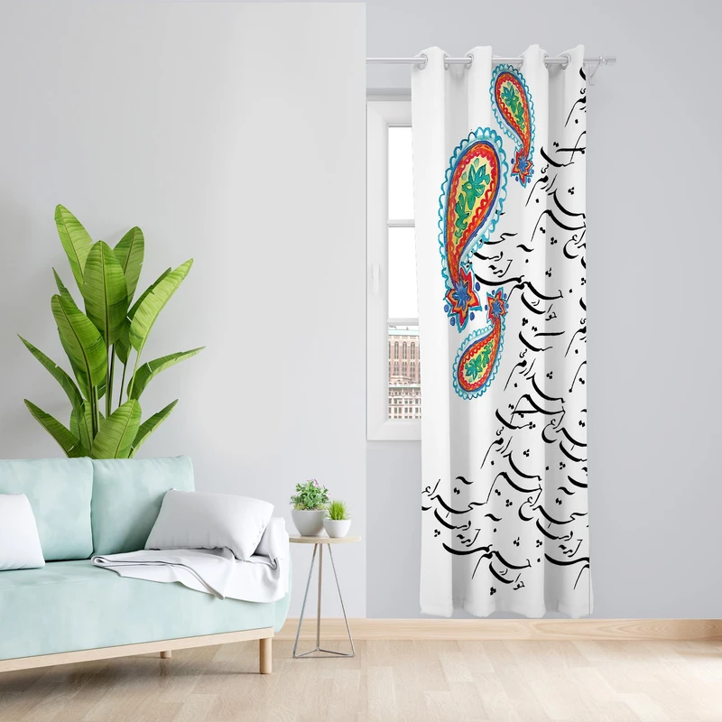 پرده طرح شعر مدل مخمل پانچی کد 1365 z سایز 140x200 سانتی متر