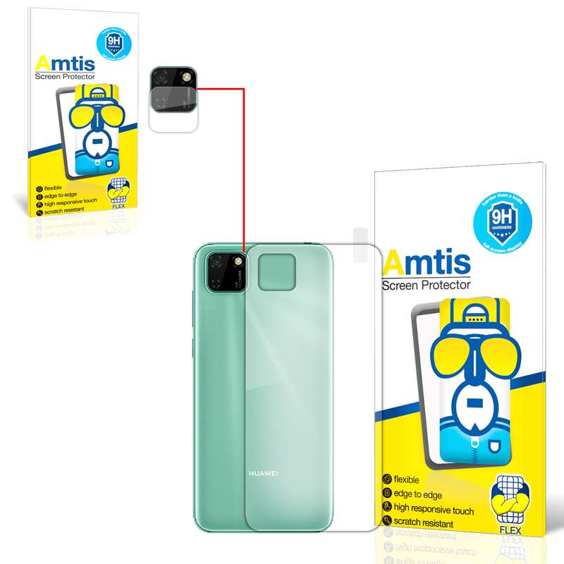 محافظ لنز دوربین امتیس مدل y5p مناسب برای گوشی موبایل هوآوی Y5P به همراه محافظ پشت گوشی