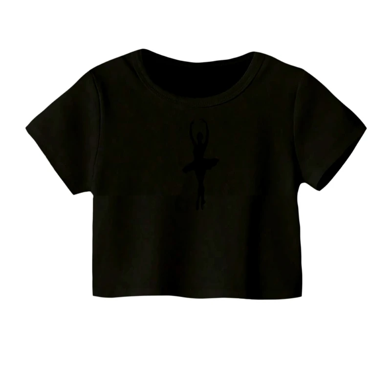 کراپ‌ تی‌شرت آستین کوتاه زنانه مدل مینیمال کد 03