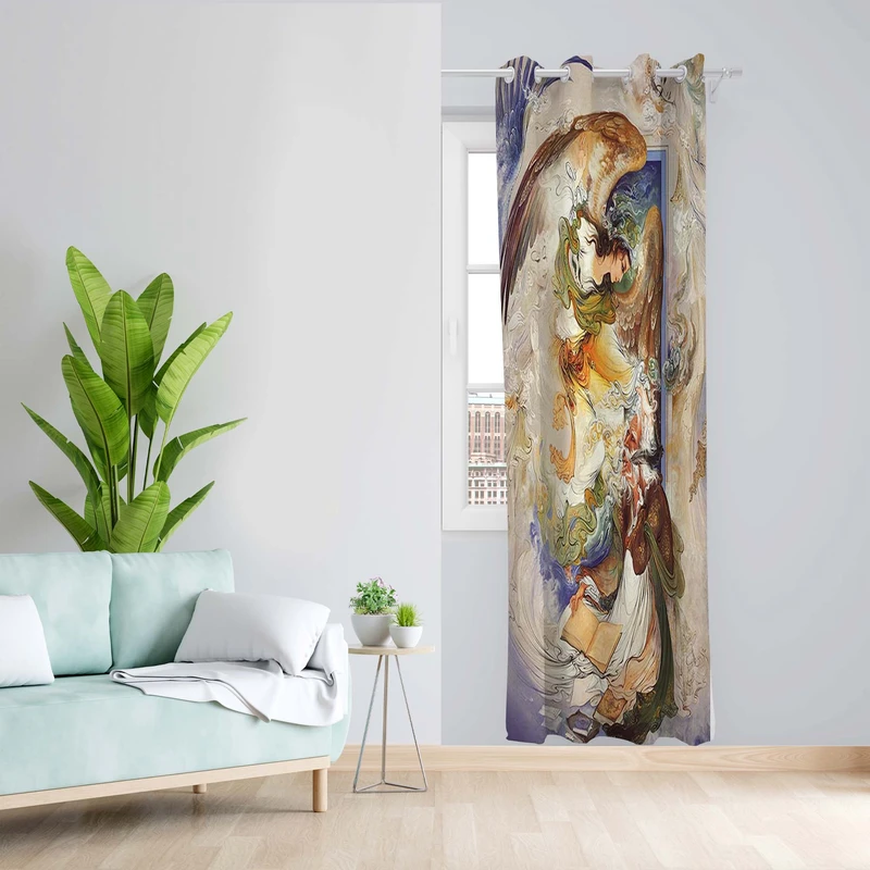 پرده طرح مینیاتوری مدل مخمل پانچی کد 5370R z سایز 140x200 سانتی متر