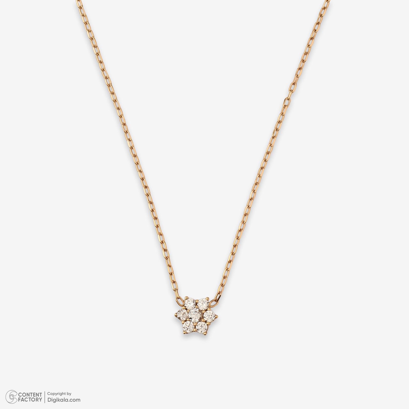 گردنبند طلا 18 عیار زنانه با زنجیر حلقهای (فلامینگو) ماوی گالری مدل فلاور - - 7