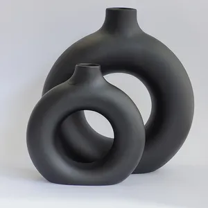 گلدان دکوری مدل دونات مجموعه دو عددی