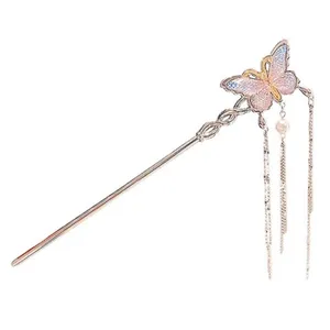 گیره مو زنانه مدل کانزاشی طرح پروانه آویزدار