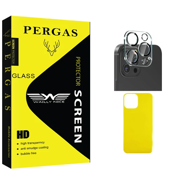 محافظ پشت گوشی وایلی نایس مدل Pergas Glass FLL مناسب برای گوشی موبایل اپل iPhone 13 ProMax  به همراه محافظ لنز دوربین