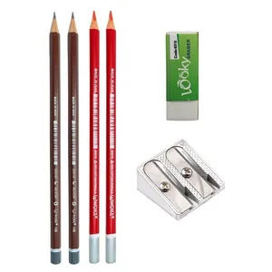 مداد قرمز ووک مدل بیکران به همراه مداد مشکی و تراش و پاک کن مجموعه 6 عددی