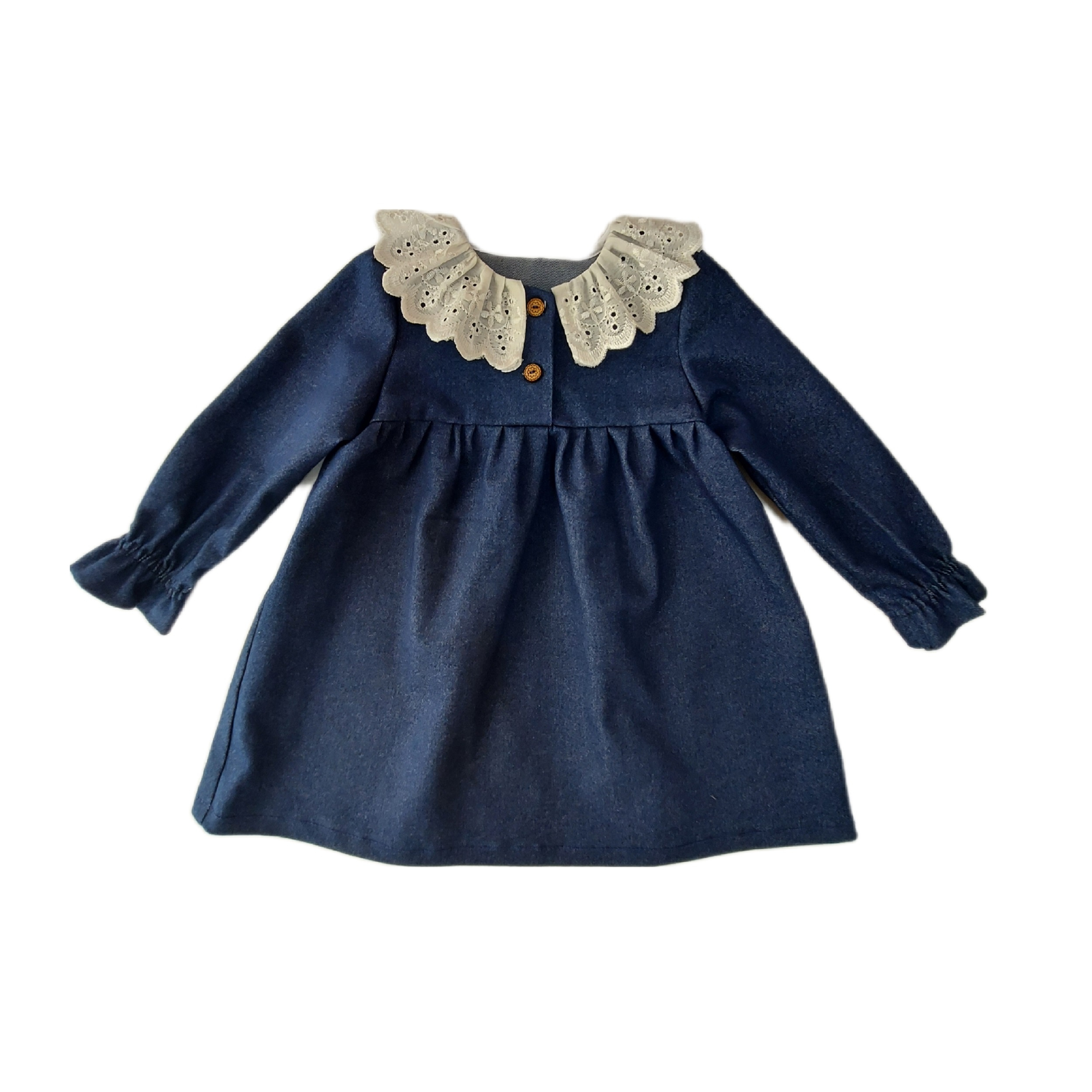 پیراهن دخترانه مدل جین یقه خامه دوزی