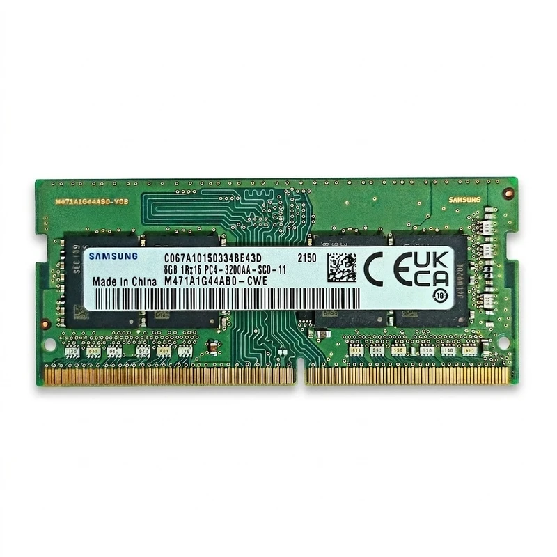 رم لپ‌تاپ سامسونگ مدل M471A1G44AB0-CWE ظرفیت 8 گیگابایت DDR4 فرکانس 3200 مگاهرتز CL22 فرم‌فکتور SO-DIMM، تک‌کاناله
