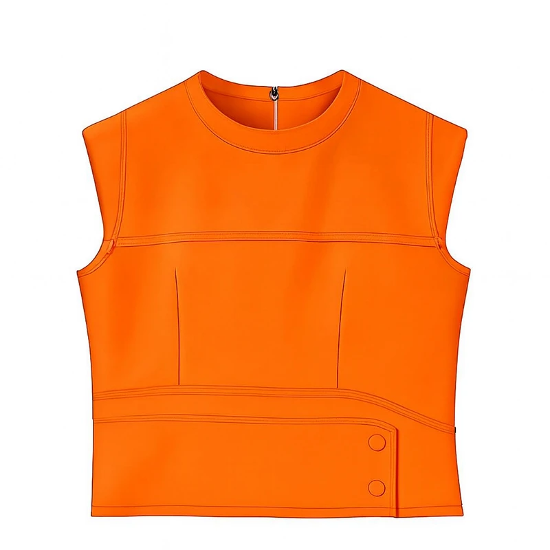 کراپ بلوز آستین تا روی شانه یقه گرد زنانه مدل 2067