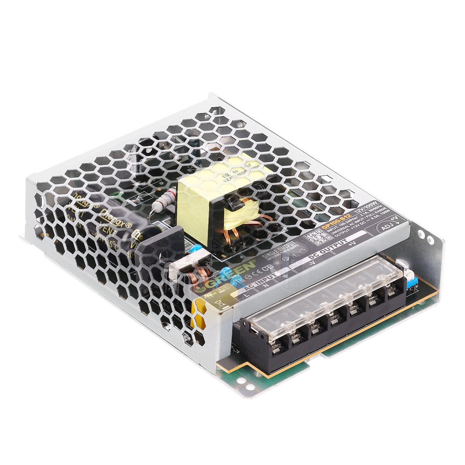 منبع تغذیه سوئیچینگ 12 ولت 8 آمپر گرین مدل GP100-S12