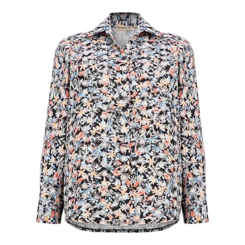 شومیز آستین بلند یقه برگردان زنانه السانا مدل لعیا کد 2420