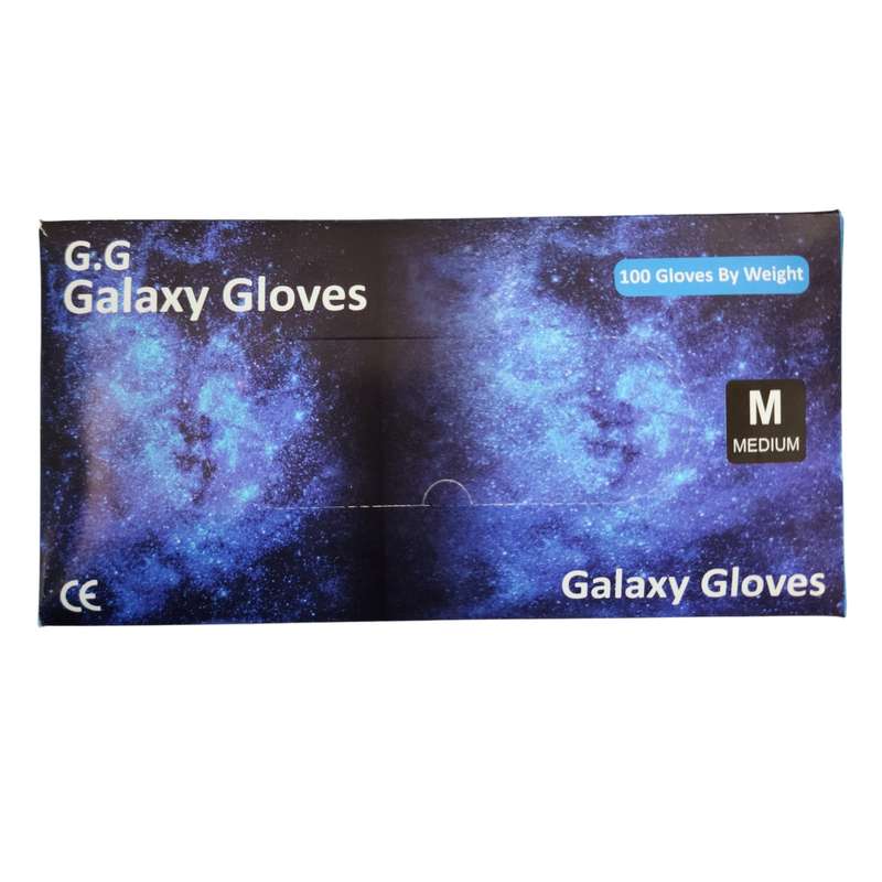 دستکش وینیل غیر پودری گلکسی مدل 100G سایز متوسط بسته 100 عددی