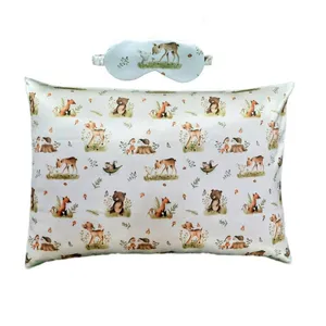 رو بالشی مدل ساتن ابريشم طرح حيوانات به همراه چشم بند