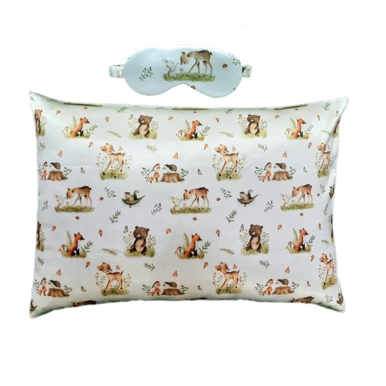 رو بالشی مدل ساتن ابريشم طرح حيوانات به همراه چشم بند