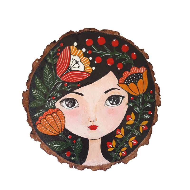 دیوار کوب چوبی مدل دختر فصل ها کد 02