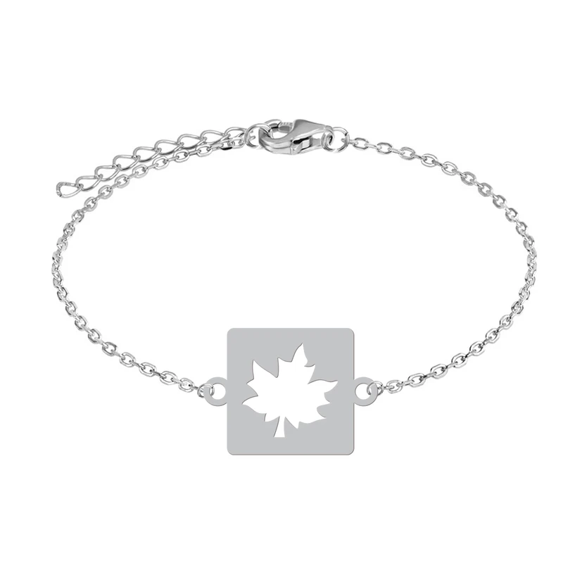 دستبند زنجیری زنانه هایکا طرح مربع برگ کد zd.h 435