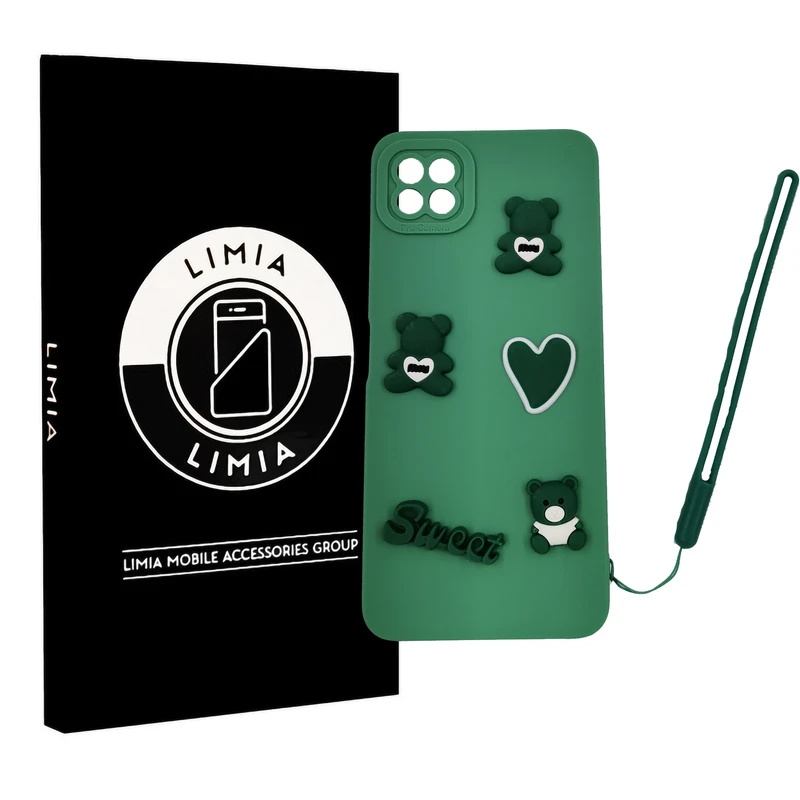 کاور لیمیا مدل عروسکی لنزدار ژله ای طرح Sweet مناسب برای گوشی موبایل سامسونگ Galaxy A22 5G به همراه بند
