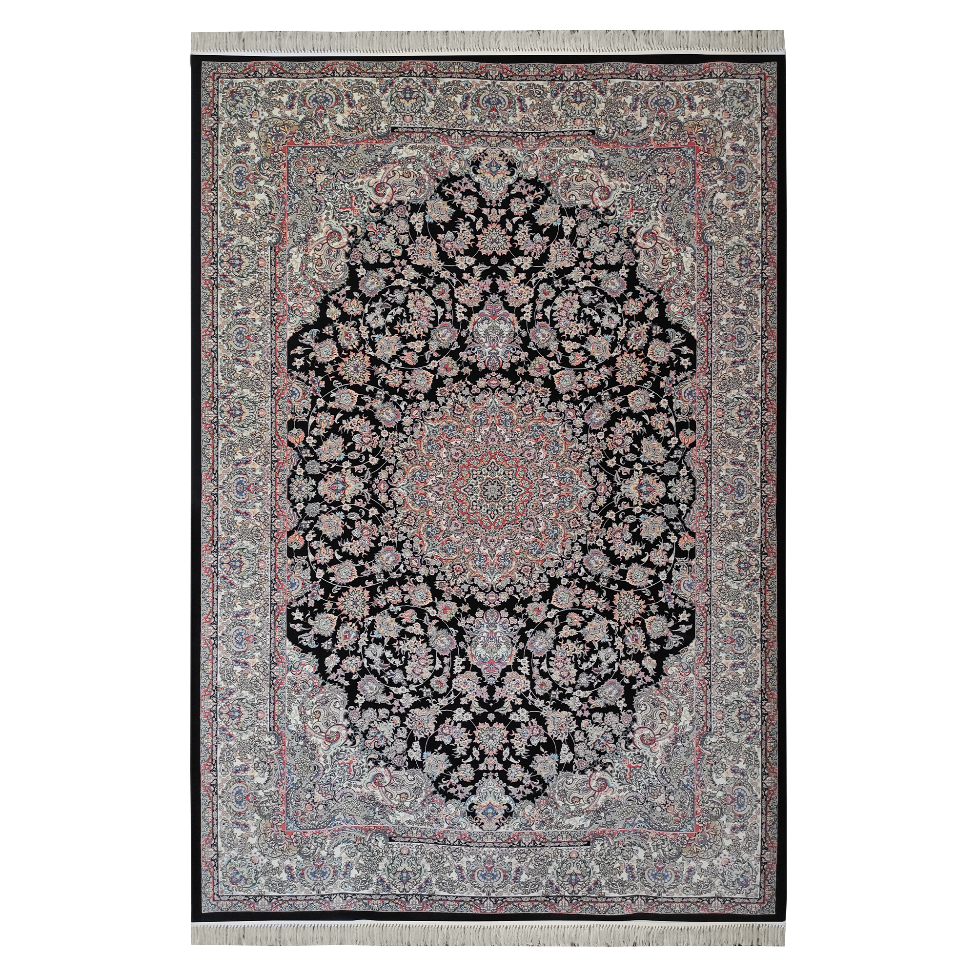 فرش ماشینی مشهد کد 802032 زمینه سرمه ای